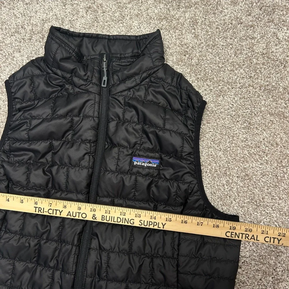 Patagonia Nano Puff Vest Women Size Large LOGO Black Quilted Primaloft Full Zip - Picture 5 of 10